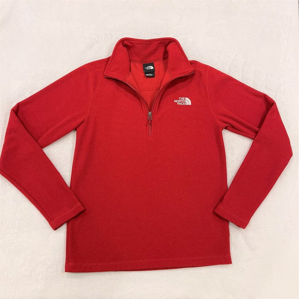 THE NORTH FACE MEN'S TEXTURED CAP ROCK CARDINAL RED PULLOVER FLEECE Sz S EUC